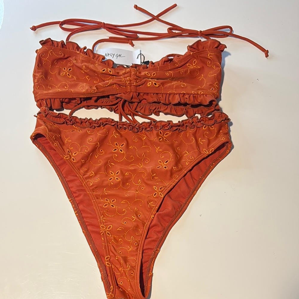 Nasty Gal Rust Orange Bikini Set nwt size 4
